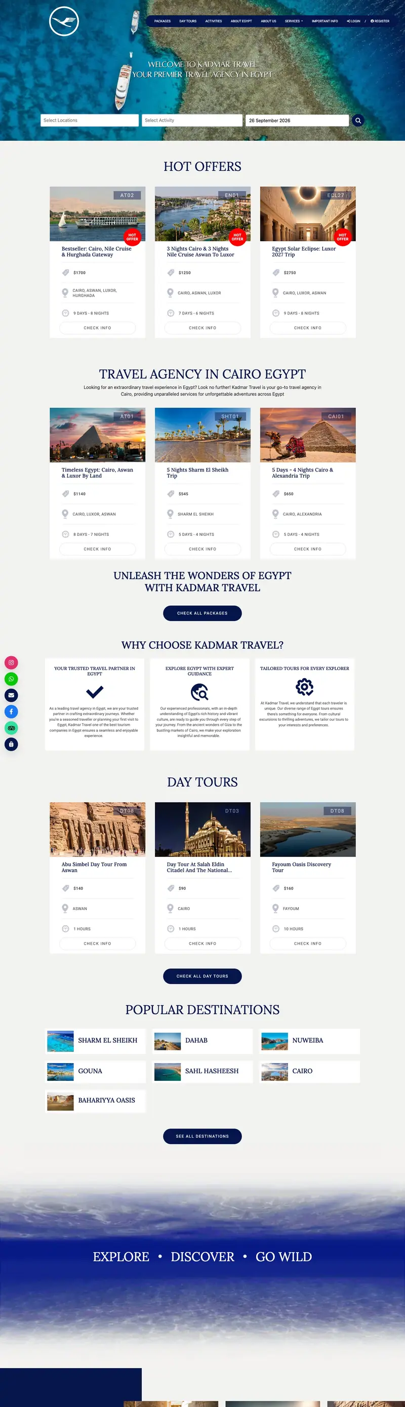 Kadmar Travel website preview